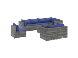 Maison Exclusive - Set De Muebles De Jardín 9 Pzas Y Cojines Ratán Sintético Gris