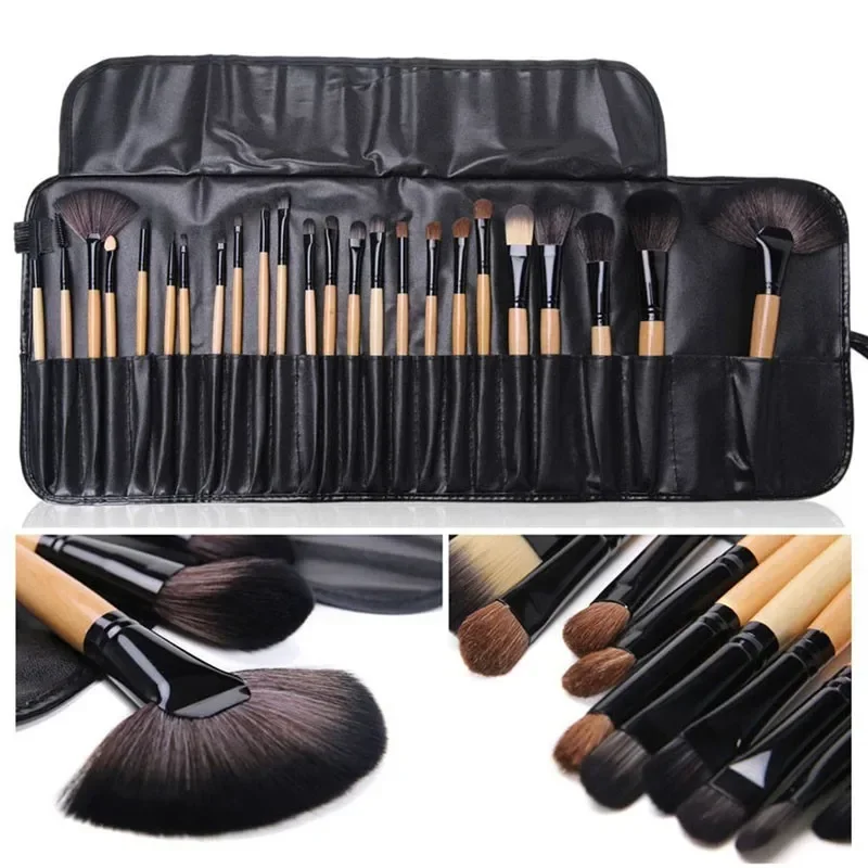 Juego de 24 brochas de maquillaje profesionales (beige): brocha para cejas, brocha para base de maquillaje, brocha para sombras de ojos.