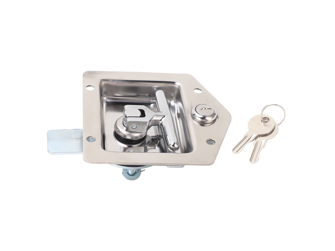 Pestillo Inferior De Acero Inoxidable Con Manija En Forma De T Y 2 Llaves Para Puerta De Coche O Armario.