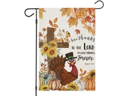 Guirnalda de jardín de Acción de Gracias 30x45 cm – Decoración de jardín con pavo en arpillera de doble cara (Estilo 15)