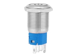 Pulsador Metálico Con Reinicio Automático, Led Amarillo, Símbolo De Encendido, 16 Mm, 12 V, Para Coche O Barco, 1 Contacto Normalmente Abierto (no) Y 1 Contacto Normalmente Cerrado (nc).