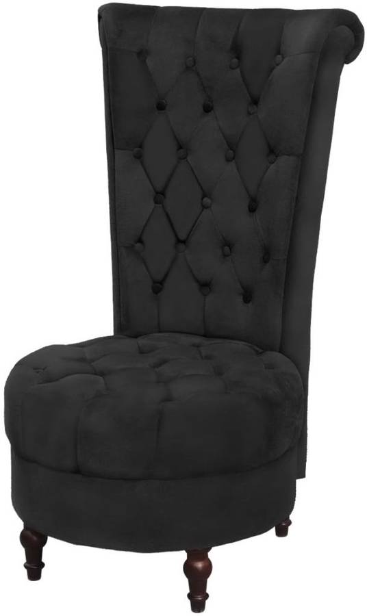Vidaxl Sillon De respaldo alto tapizado tela negro asiento elegante con espaldas altas
