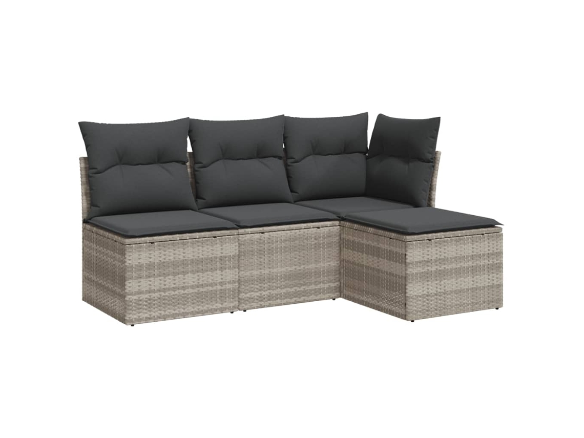 Maison Exclusive - Set De Sofás De Jardín 4 Pzas Y Cojines Ratán Sintético Gris