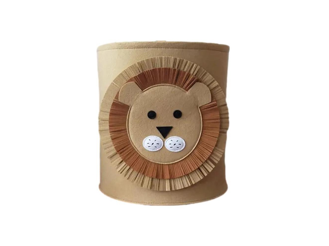 Cesta de fieltro con diseño de animales de león, elefante y tigre, ideal para el hogar B2h8