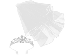 Corona De Boda Plateada Nuobesty Con Velo, De 2 Piezas, Elegante Tiara De Diamantes De Imitación Para La Novia
