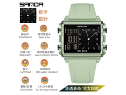 Reloj Electrónico Cuadrado Multifuncional Transparente Con Alarma Luminosa (verde Matcha Transparente)