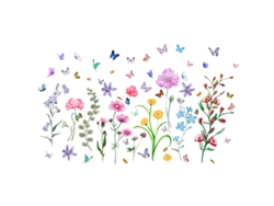 Adhesivo de pared con hierba floral de verano, adhesivos de pared con flores y mariposas para habitación Kofihety