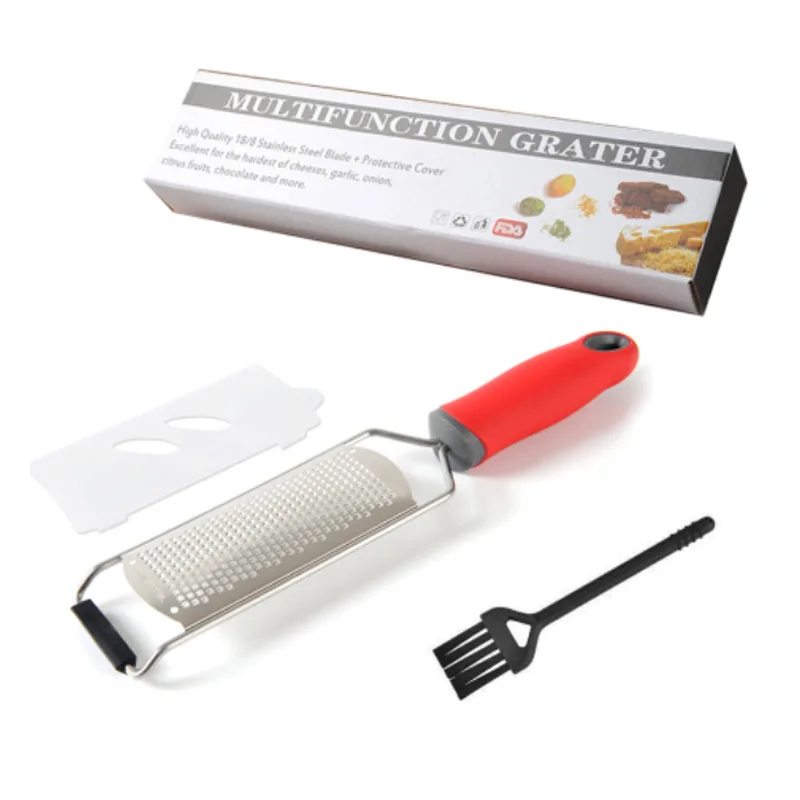 Triturador de basura (rojo) con tapa protectora y cepillo de limpieza, fabricado en acero inoxidable, apto para lavavajillas.