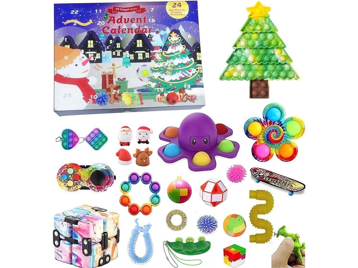 Calendario de cuenta regresiva para Navidad (24 días de sorpresas y juguetes de burbujas)