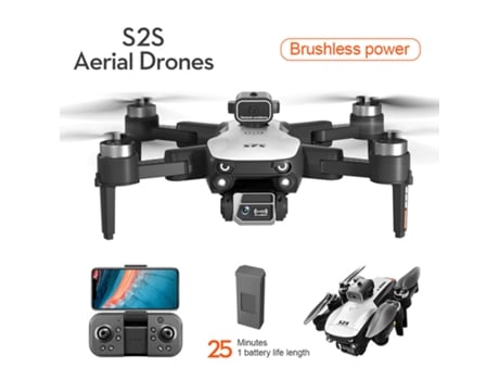 VPCOMERCIAL - Drone S2S con cámara dual 4K, cuadricóptero plegable sin escobillas (1 batería - Duración de la batería: 25 min - Blanco)