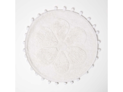 Homescapes Floral Bath Mat White 100 Cotton With Pom Pom Edges