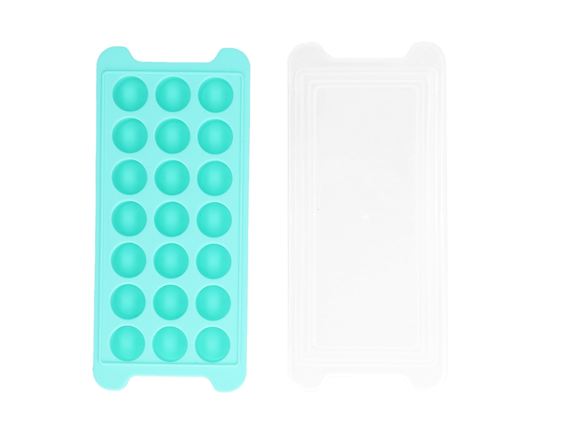 Bandeja De Silicona Para 21 Cubitos De Hielo, Flexible, Con Tapa Extraíble, Reutilizable Para Uso En La Cocina - Verde