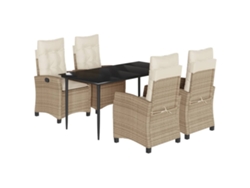 Conjunto 5 comedor de jardín VIDAXL con cojines ratán sintético beige