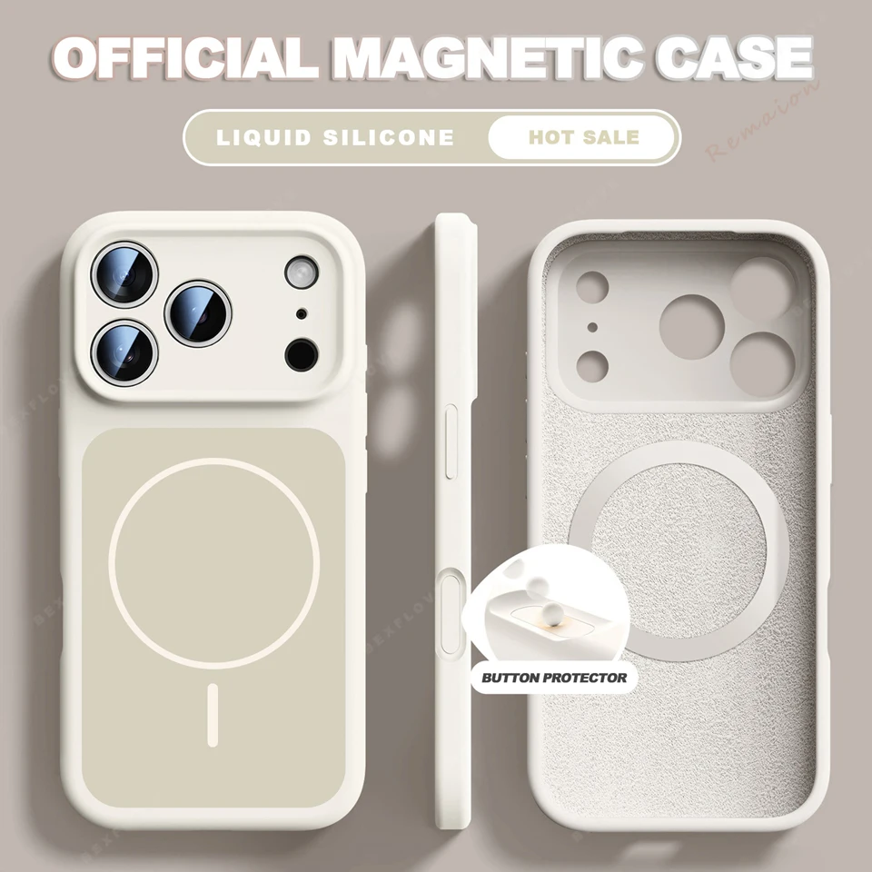 (iphone 14, Blanco) Funda Magnética Magsafe De Silicona Líquida Para Iphone, Compatible Con Iphone, Funda Suave A Prueba De Golpes.