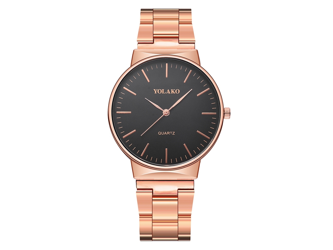 Reloj De Pulsera De Cuarzo Para Hombre Yolako Con Brazalete De Acero Inoxidable Y Acabado En Oro Rosa.