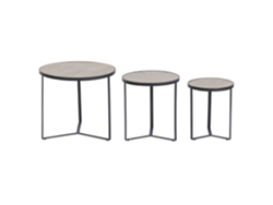 Set 3 Mesita Auxiliar Metal Mango Natural 60x60x55cm