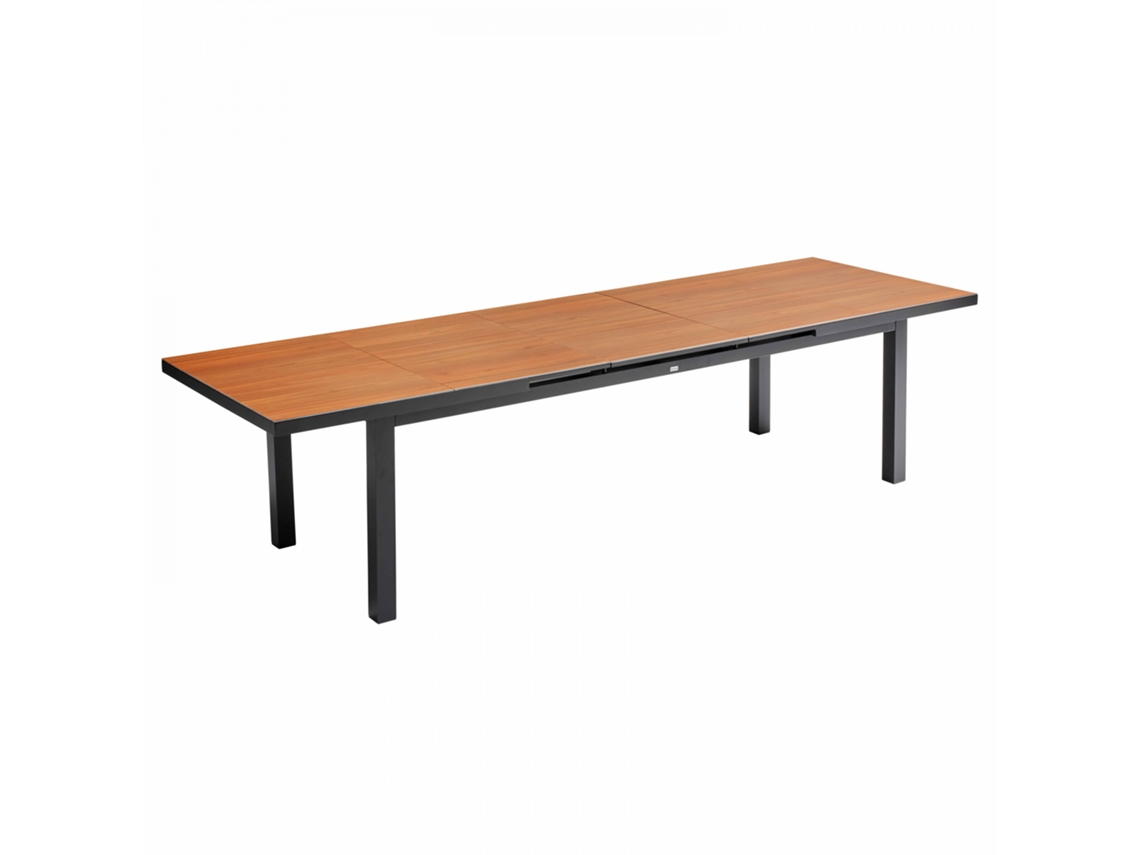 Mesa de jardín rectangular extensible (256/320 x 100 x 76 cm) en aluminio y DPC