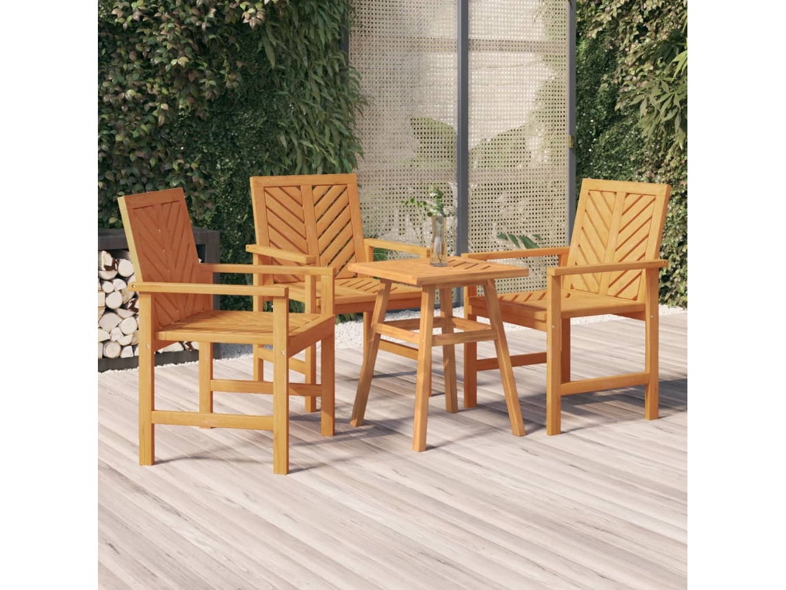 Sillas de comedor de jardín de 3 piezas de acacia maciza DKD Home Decor