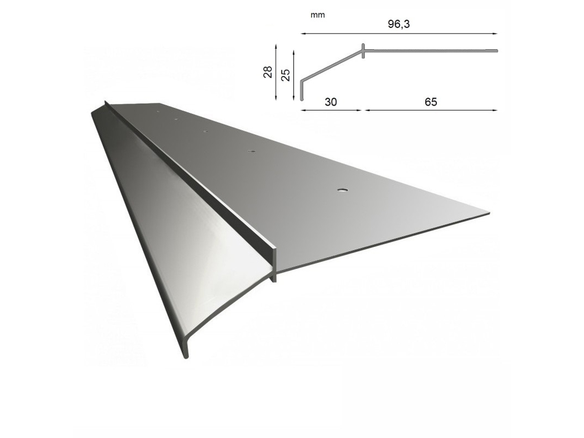 Perfil RENOPLAST de aluminio para aleros K10 200cm Gris Acabado de terrazas balcone Suelos de resina Sistemas de drenaje
