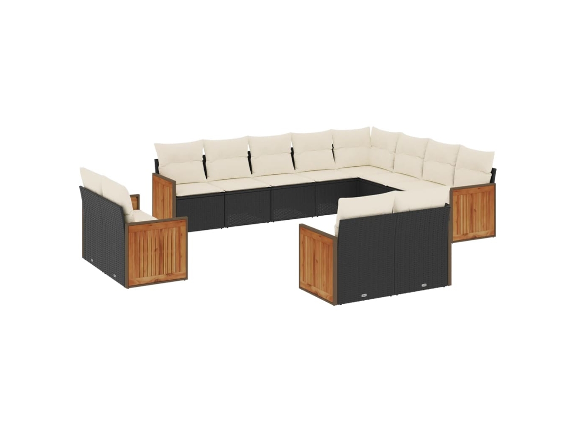 Maison Exclusive - Set De Sofás De Jardín 12 Piezas Cojines Ratán Sintético Negro