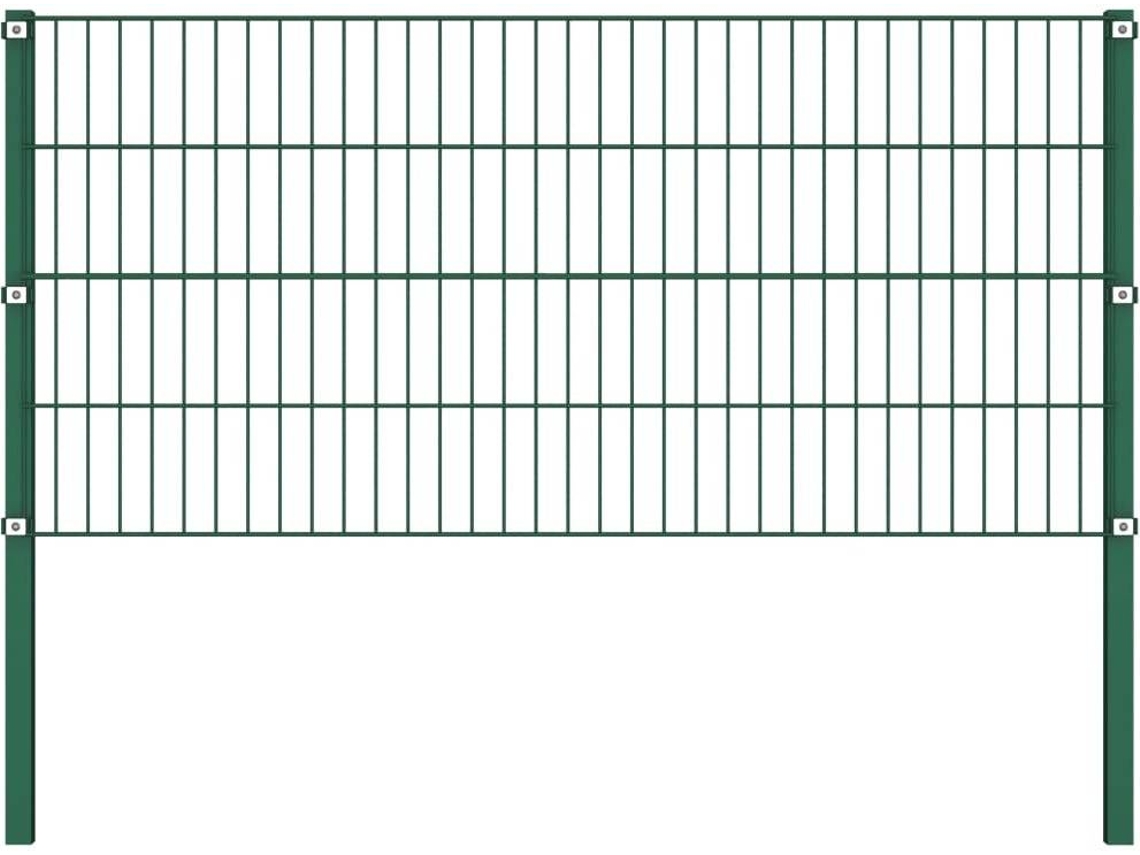 vidaXL Panel de valla con postes hierro verde 1,7x0,8 m