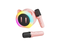 Mini máquina de karaoke portátil con Bluetooth y micrófono dual, sonido potente para fiestas en casa, color rosa Yizhood