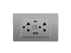 Enchufe de pared Thai Electric con USB tipo C y carga de energía - Gris