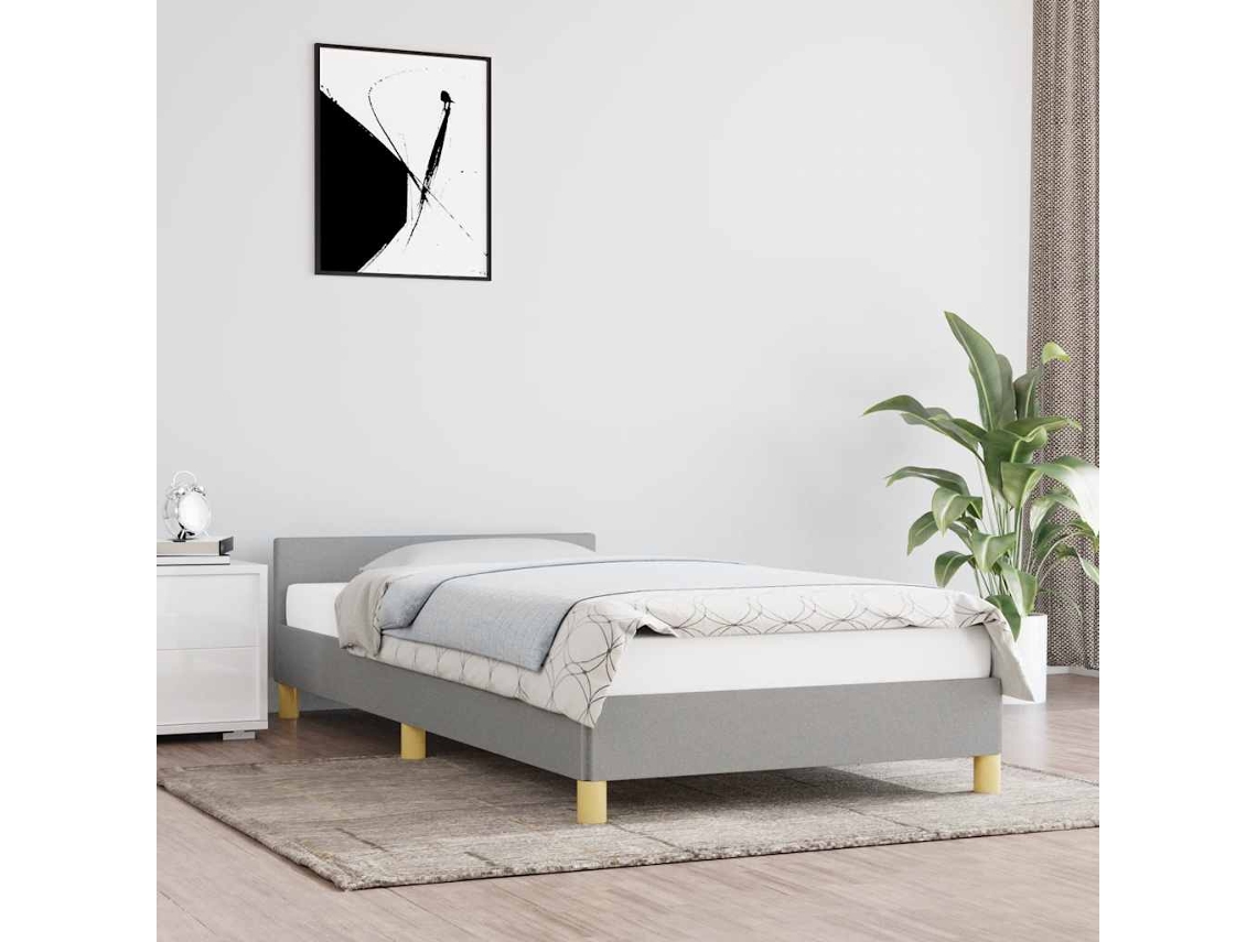 Estructura de cama sin colchón tela gris claro 90x200 cm