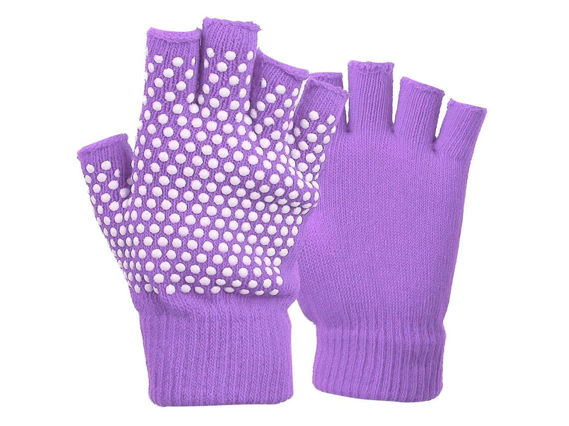 Guantes de yoga transpirables y antideslizantes de dedos cortos para hacer ejercicio y deportes (morados)