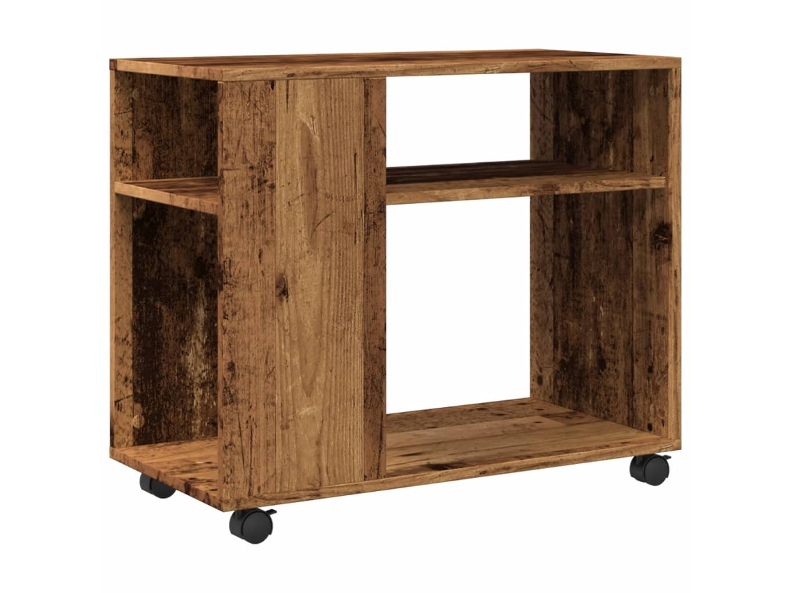 Mesa auxiliar con ruedas, madera vieja, MAISON EXCLUSIVE, 70x35x60 cm