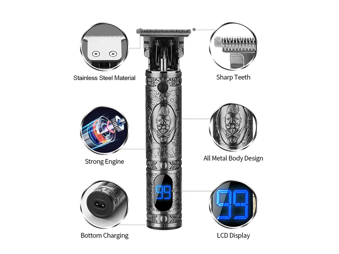 Aparador Elétrico Bestauty Com Display Lcd Recarregável Usb Maquina De Cortar Cabelo Doméstica