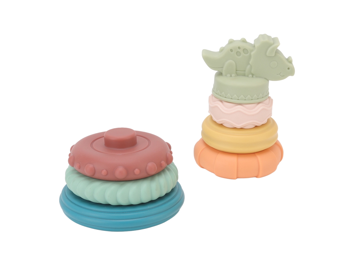 Anillos Apilables De Dinosaurios Suaves, Un Juguete Sensorial Educativo Para Bebés.