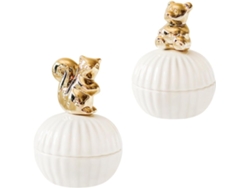 Elegante Joyero Cerámica Dorada Diseño Anillos Pendientes Perfecto Bodas Guardarropas Oso