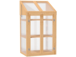 Invernadero Madera Mini 70x50x120 3 Estantes Ventilación Marrón