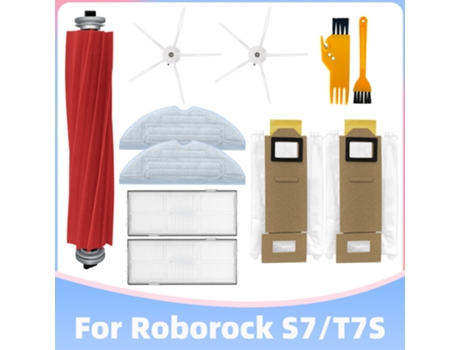 Almohadilla de repuesto para fregona Robodock, bolsa de polvo, filtro Hepa, piezas de cepillo de rodillo lateral para Robot aspirador Roborock S7, ...