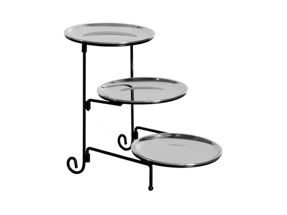 Cesta de frutas moderna de tres niveles, fabricada en acero inoxidable multicapa, para guardar frutas y aperitivos. (Sin marca)