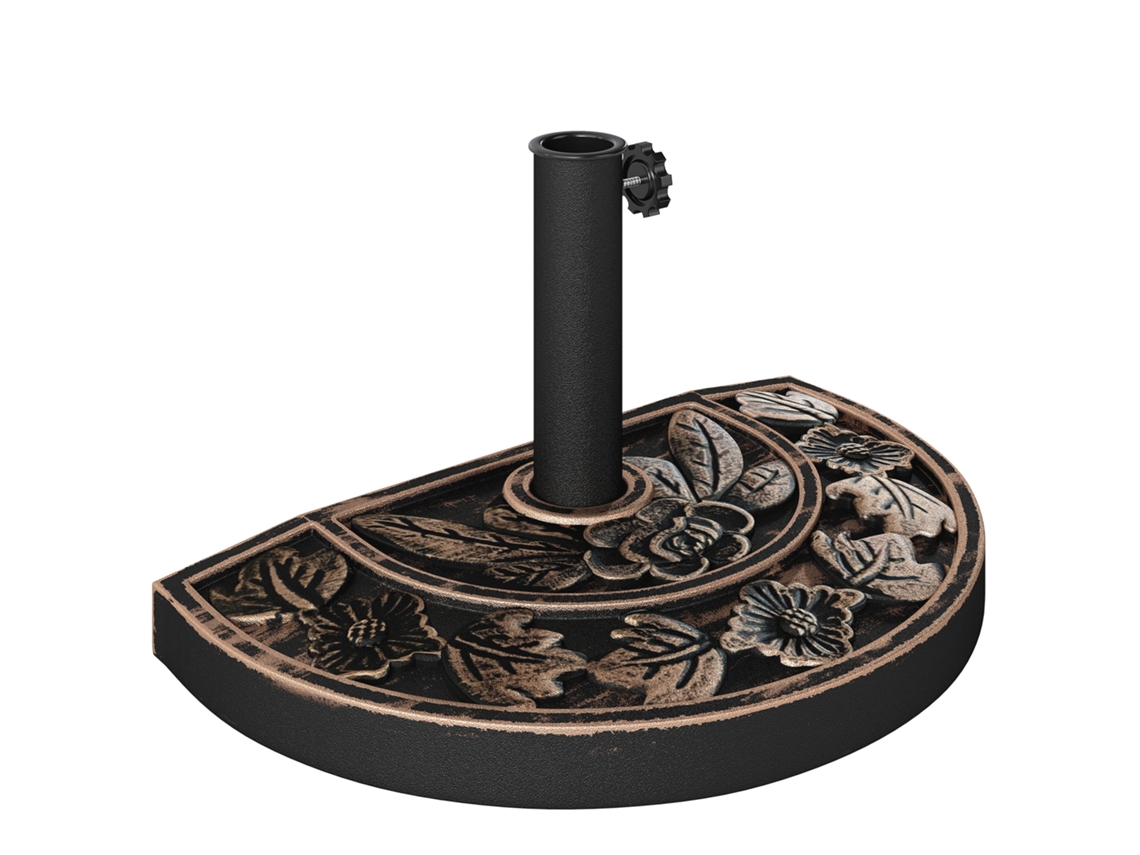 Soporte semicircular para sombrilla, mástil de 9 kg, 38-48 mm, 50x31x32 cm, bronce.
