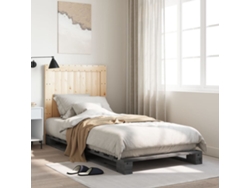 Estructura De Cama Con Cabecero Madera De Pino Gris 90x200 Cm