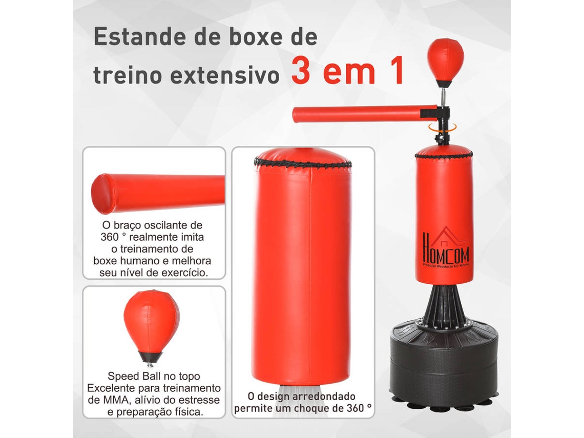 Punching Ball HOMCOM 360 ° (Rojo - 88x48x155-205cm)