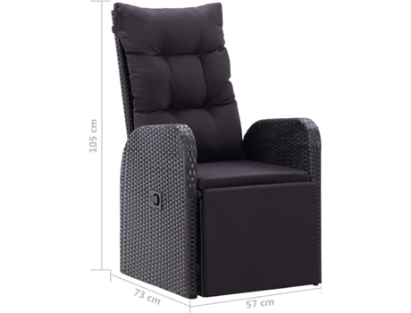 Conjunto 3 de comedor de jardín VIDAXL negro
