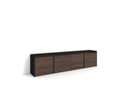 Mueble para TV, 207x35x50cm, para televisores de hasta 80'', color roble oscuro y negro.