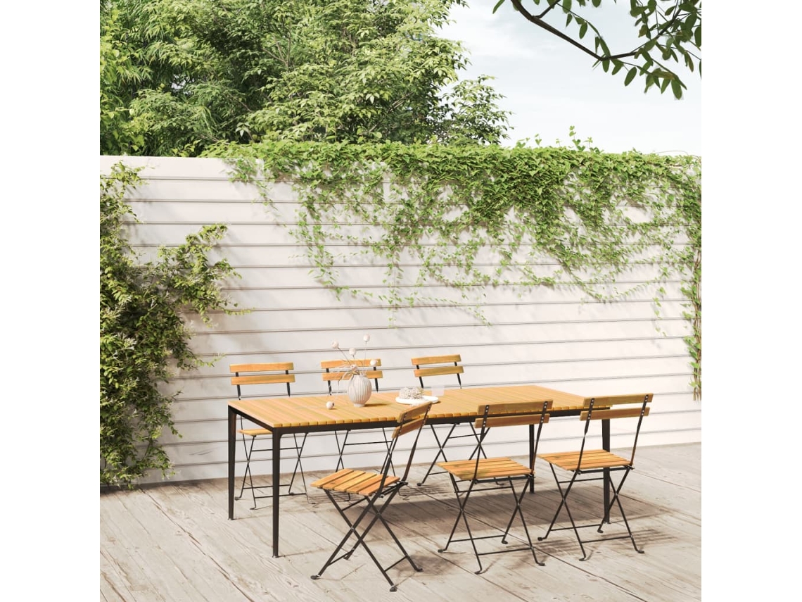 Sillas de jardín plegables DKD Home Decor de 6 piezas, acero y madera maciza de acacia
