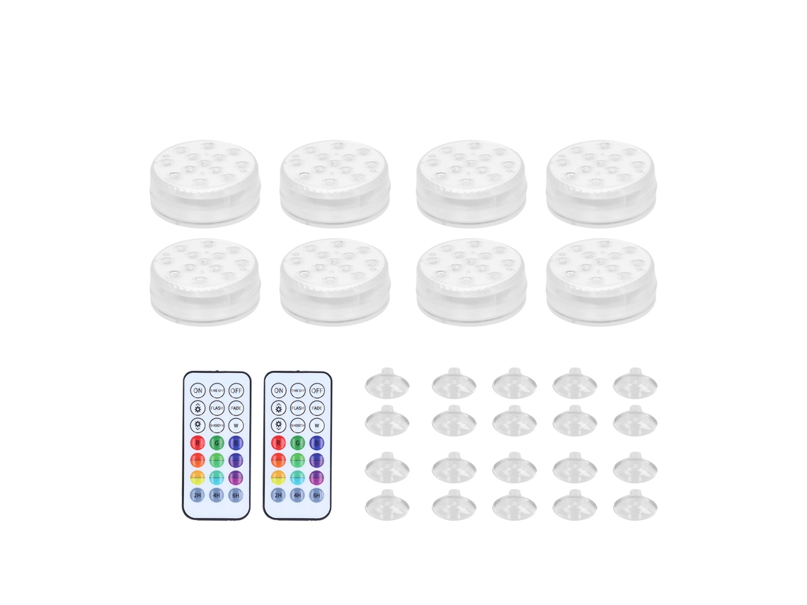 Bj-8 Peças De Luz Led Submarina Ip68 16 Cores Rgb Com Controle Remoto Para Piscina, Lago E Fonte Decorativa