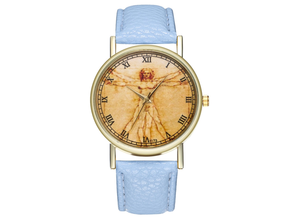 Reloj De Pulsera Analógico De Cuarzo Con Esfera Redonda Para Hombre Y Mujer, Estilo Moderno, Azul Claro.