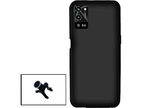 Kit Soporte Magnético Reforzado de Coche y Funda Silicona Liquida Oppo A56 5G PHONECARE Negro