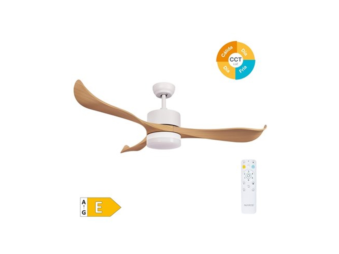 Ventilador De Techo Kota Con Luz Led Regulable Y Mando A Distancia (29w 3cct 1534lm) Color Blanco