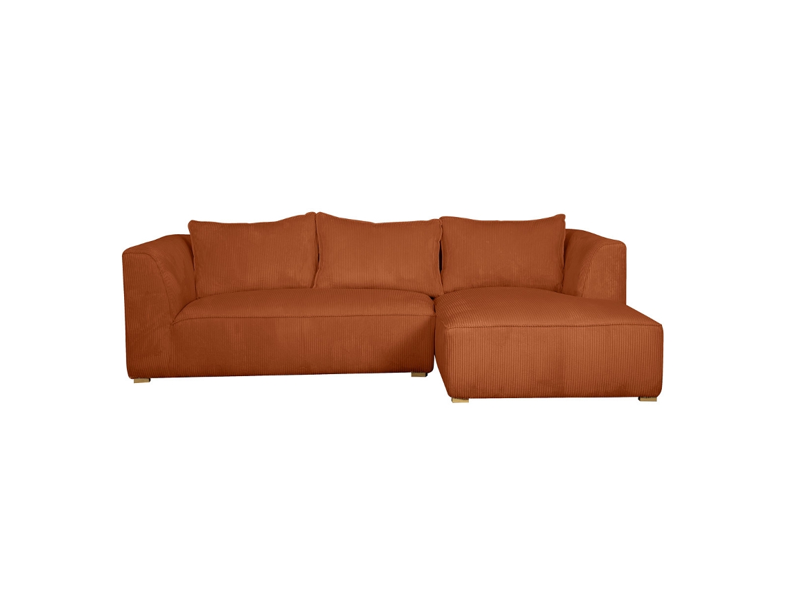 Sofá Chaise Longue a La Derecha de Diseño de Pana Color Terracota 3-4 Plazas Panam MILIBOO