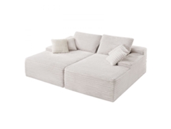 Sofá Chaise Longue de 2 plazas en tejido de pana beige y Chaise Longue en pana Tekmaquinas