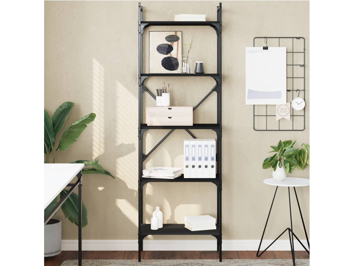 Estantería Librería Armario De Libros De 5 Estantes Madera De Ingeniería Negro 56x31,5x174cm Wsd575959
