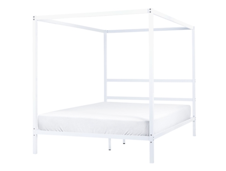 BELIANI Cama con dosel de metal blanco Lestards 168x209x189